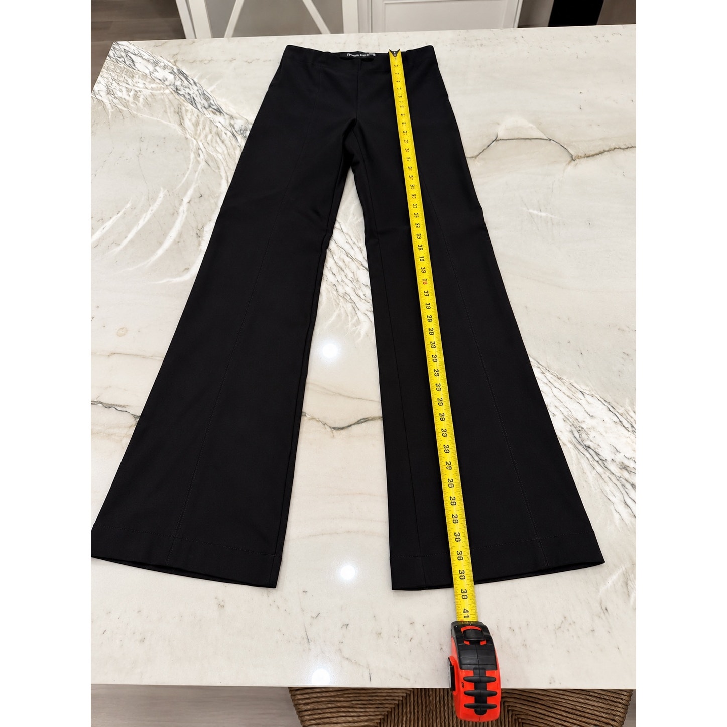 90s Minimalist Quiet Luxury Model Off Duty Franne Golde Black Flare Pull On Pant — image 8 of 8